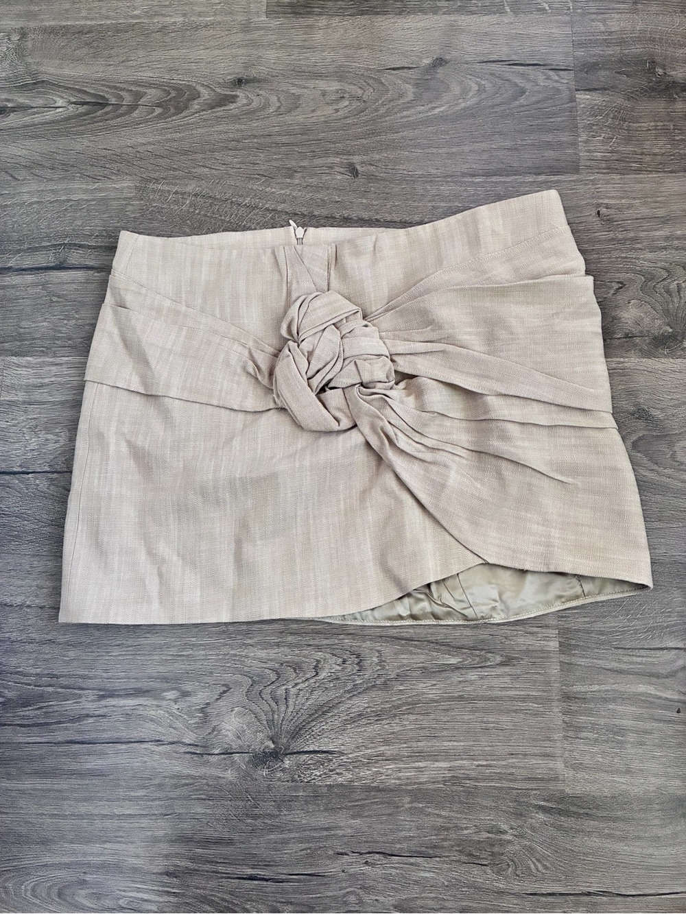 Zara Beige Twist-Knot Mini Skirt